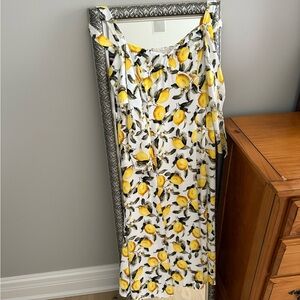 White House Black Market Yellow Lemon Print Dress